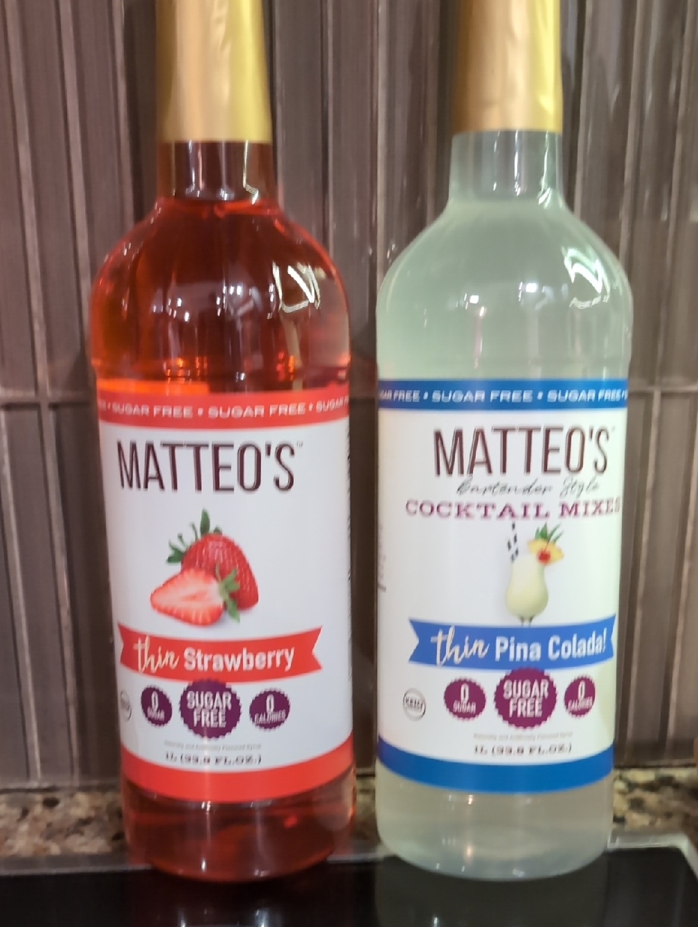 Matteo's Sugar-Free thin New Pina Colada & Strawberry  Syrup Set Both New